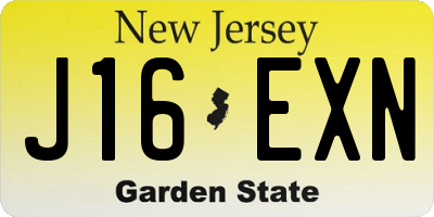 NJ license plate J16EXN