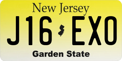 NJ license plate J16EXO