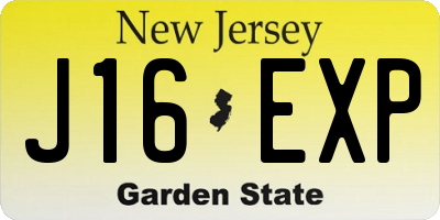 NJ license plate J16EXP