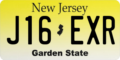 NJ license plate J16EXR