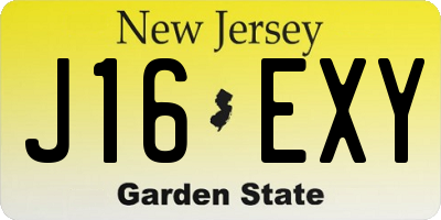 NJ license plate J16EXY