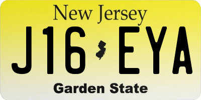 NJ license plate J16EYA