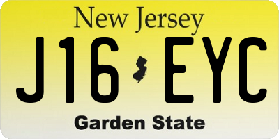 NJ license plate J16EYC