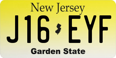 NJ license plate J16EYF
