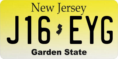 NJ license plate J16EYG