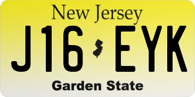 NJ license plate J16EYK