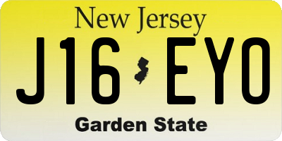 NJ license plate J16EYO