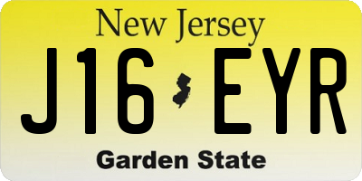 NJ license plate J16EYR