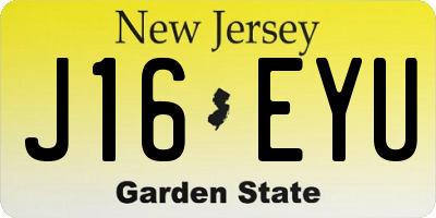 NJ license plate J16EYU