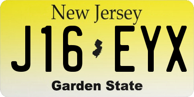 NJ license plate J16EYX
