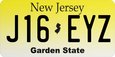 NJ license plate J16EYZ