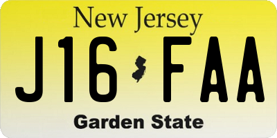 NJ license plate J16FAA