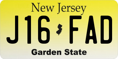 NJ license plate J16FAD