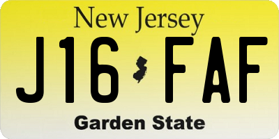 NJ license plate J16FAF