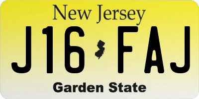NJ license plate J16FAJ