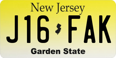 NJ license plate J16FAK