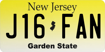 NJ license plate J16FAN