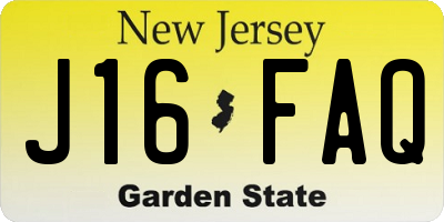 NJ license plate J16FAQ