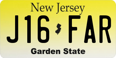 NJ license plate J16FAR