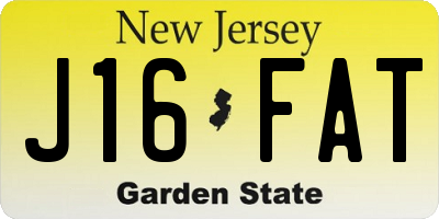 NJ license plate J16FAT