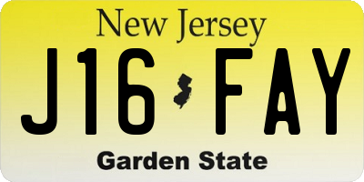 NJ license plate J16FAY