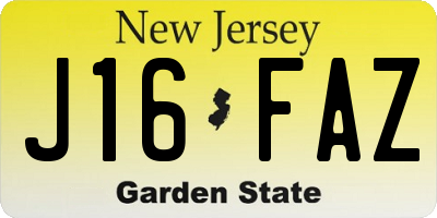 NJ license plate J16FAZ