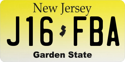 NJ license plate J16FBA