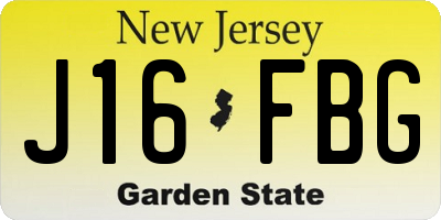 NJ license plate J16FBG