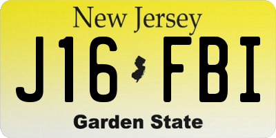 NJ license plate J16FBI