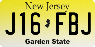NJ license plate J16FBJ