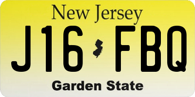 NJ license plate J16FBQ