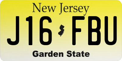 NJ license plate J16FBU