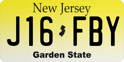 NJ license plate J16FBY