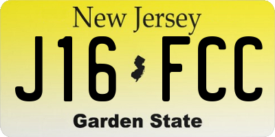 NJ license plate J16FCC