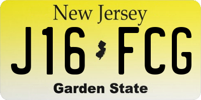 NJ license plate J16FCG