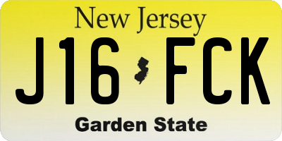 NJ license plate J16FCK