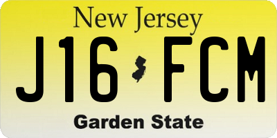 NJ license plate J16FCM