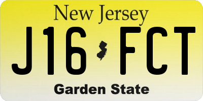 NJ license plate J16FCT