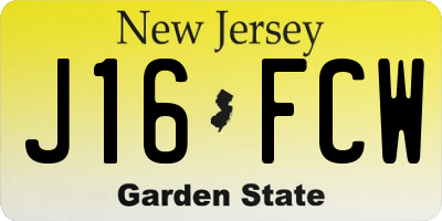 NJ license plate J16FCW