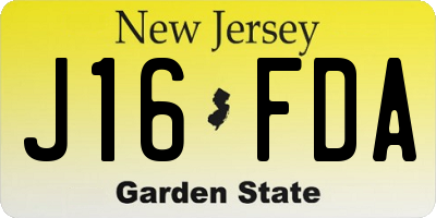 NJ license plate J16FDA