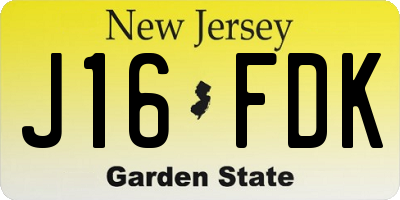 NJ license plate J16FDK