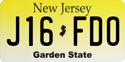 NJ license plate J16FDO