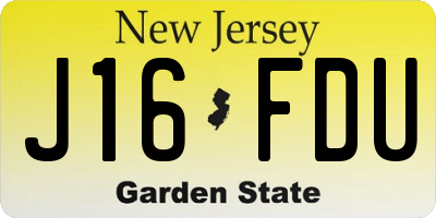 NJ license plate J16FDU