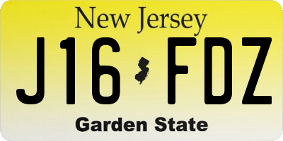 NJ license plate J16FDZ