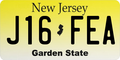 NJ license plate J16FEA