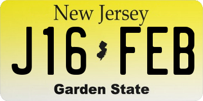 NJ license plate J16FEB