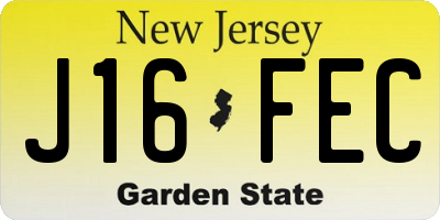 NJ license plate J16FEC