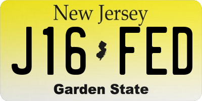 NJ license plate J16FED