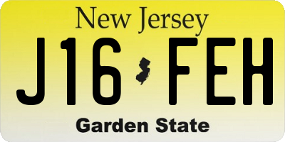 NJ license plate J16FEH