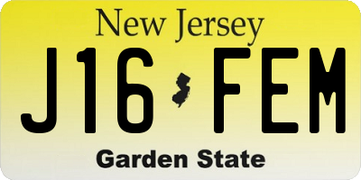NJ license plate J16FEM
